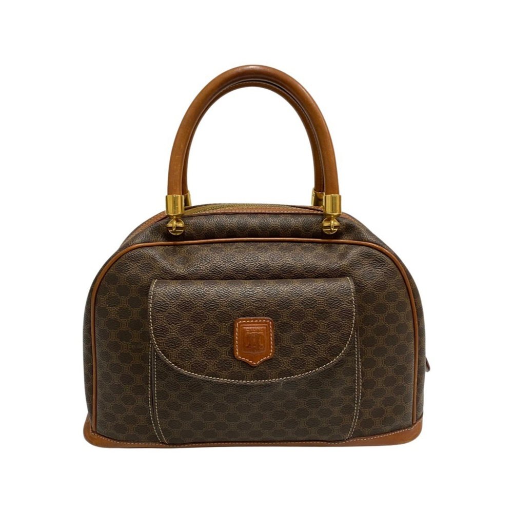 CELINE Vintage Macadam Blason Triomphe Logo Leather Genuine Handbag Mini Tote...